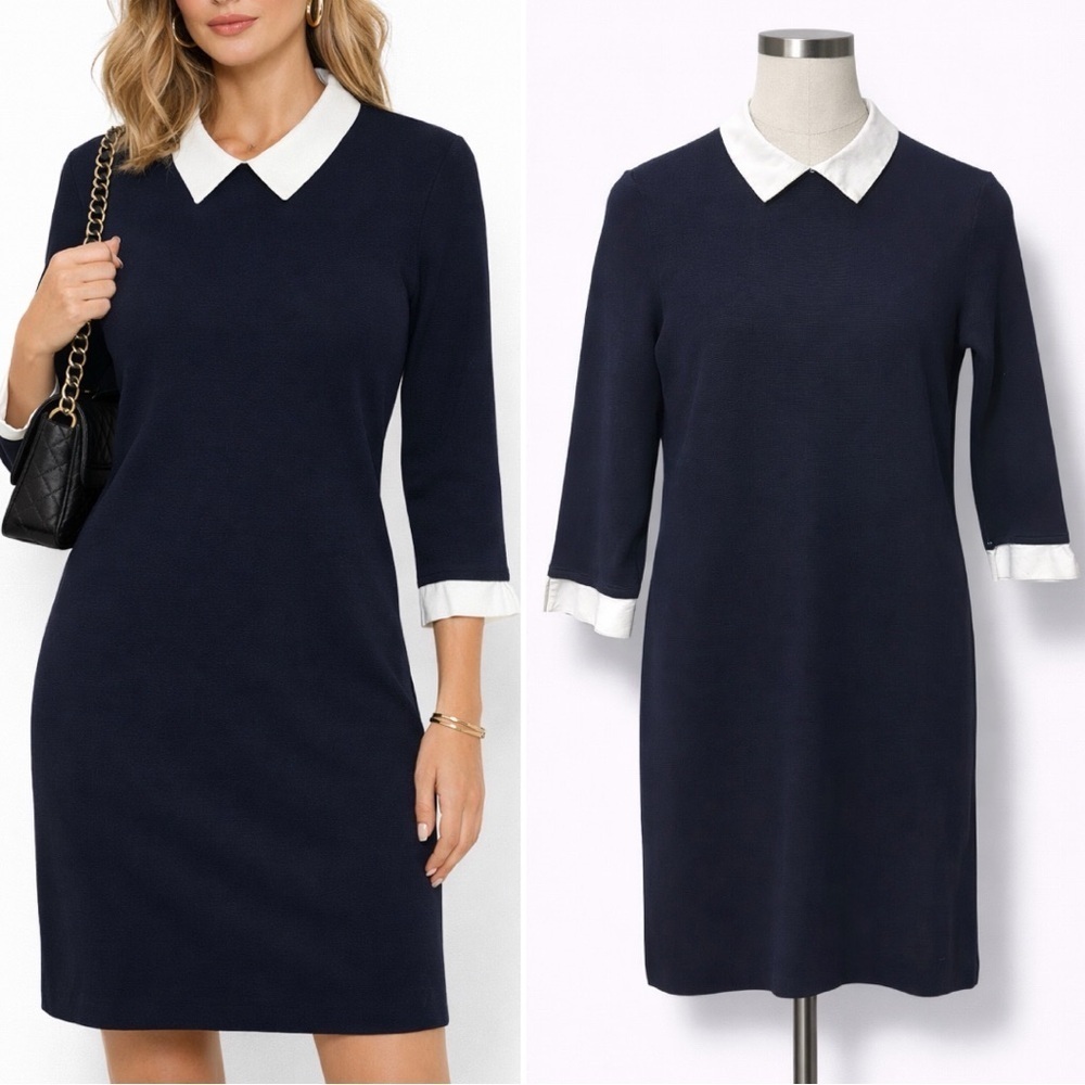Tommy Hilfiger | EUC Navy Contrast Collar Shift Dress (size XS-S)